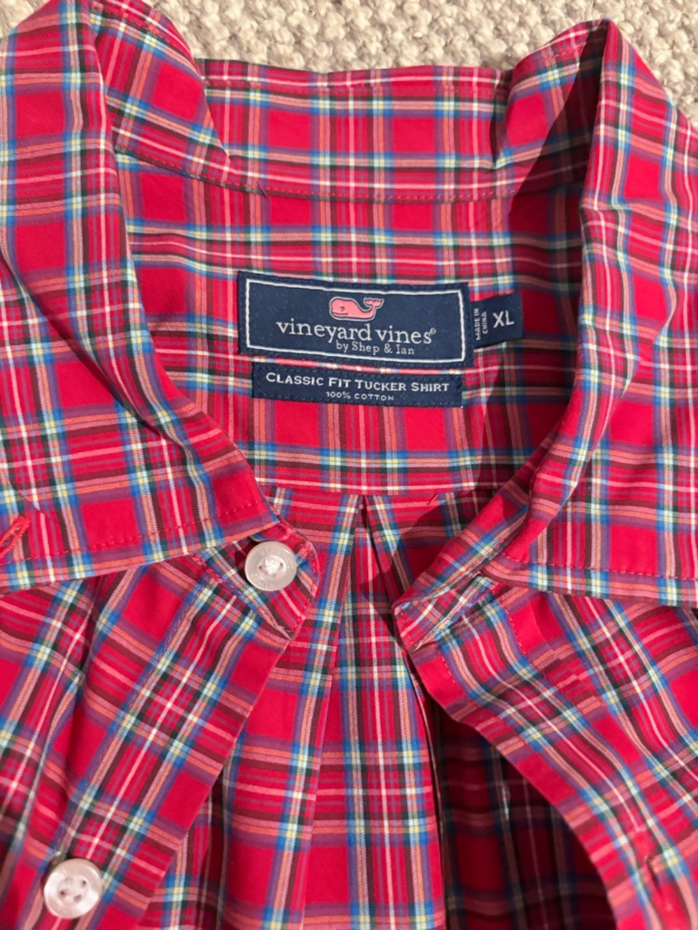 Vineyard Vines Red Plaid Long-Sleeve Button-Down Shirt - Picture 2 of 3
